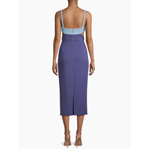 Misha blue Fernanda Two-Toned bodycon  Midi PArty Dress size L - Picture 3 of 12